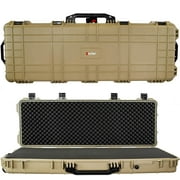 Eylar 38in Protective Roller Rifle Case Water and Shock Resistant w/ Foam, Tan