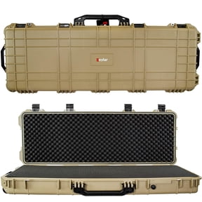 Eylar 38in Protective Roller Rifle Case Water and Shock Resistant w/ Foam, Tan