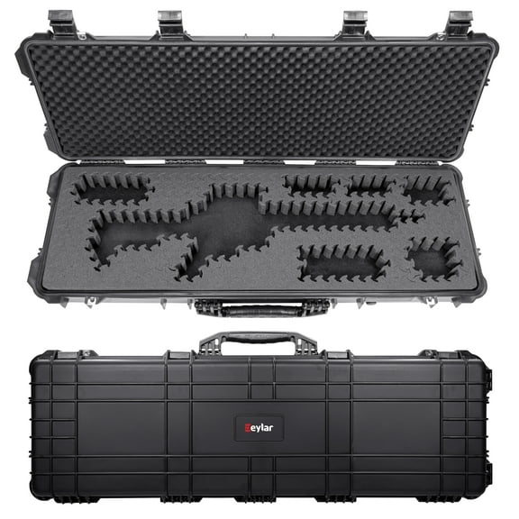 Eylar 44" Hard Rifle Case Equipped With Ragar Reconfigurable & Reusable XP Crosslinked Foam Insert, Waterproof, Shockproof, Meets TSA Requirements ( 1 Ragar Layer )