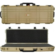 Eylar 48in Protective Roller Rifle Case Water and Shock Resistant w/ Foam, Tan,