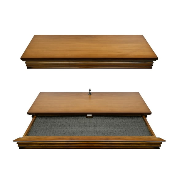 Eylar Intact Secret Home Decor with Hidden Storage, Floating Night Stand with Gun Drawer, Space-Saving Gun Shelf for Bedroom, Hallway, Office, Solid Wood (Light Oak Style 2)