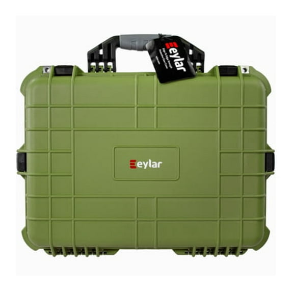 Eylar Medium 20in Protective Gear Case Water and Shock Resistant w/ Foam, Green,