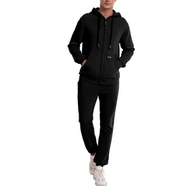 Eylhot Men's Tracksuits 2 Piece Casual Sweat Jogging Suits Set Athletic Full Zip Hoodies and Sweatpants Sports Outfits(Black,M)
