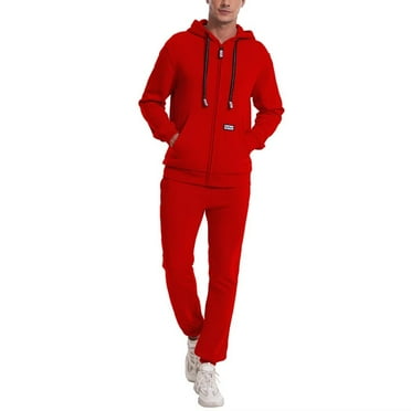 Eylhot Men's Tracksuits 2 Piece Casual Sweat Jogging Suits Set Athletic Full Zip Hoodies and Sweatpants Sports Outfits(Red,S)
