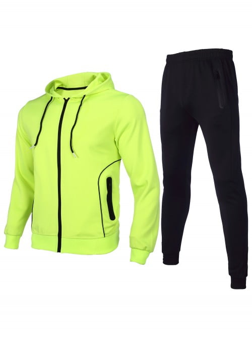 Eylhot Men s Tracksuits 2 Piece Hoodie Sweatsuits Sets Outfits Athletic Full Zip Casual Sports Gym Long Sleeve Jogging Suits for Men Neon Green XXL Walmart