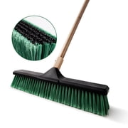 Eyliden 24" Heavy Duty Push Broom for Outdoors, Industrial, Green Steel Handle