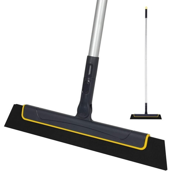 Eyliden Adjustable Floor Squeegee with 13.4 in Blade, 51 in Extendable Pole for Bathroom, Black