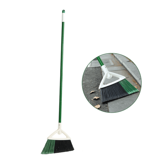 Eyliden Angle Broom 57" Long Handle PET Bristles Heavy Duty Indoor Outdoor, Green