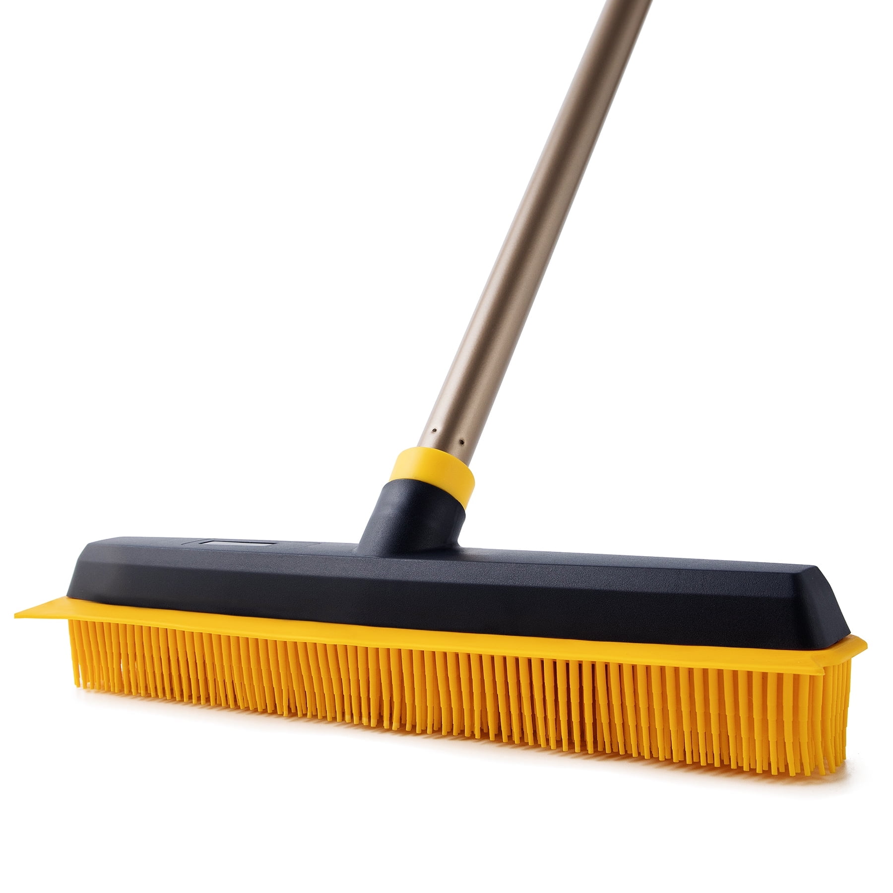 Eyliden 2 in 1 Rubber Broom with Squeegee, Extends to 53 in, Pet Hair Removal Carpet Rake for Sweeping, Brush Hardwood Floor Tile Low Carpets