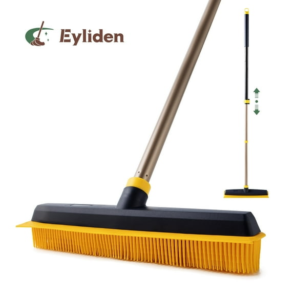 Eyliden Broom with Hair Removal Rubber Brush, Pet Hair Broom for Hardwood Floor Tile, Extends to 53 in