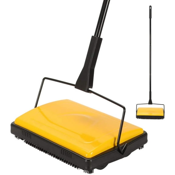 Eyliden Manual Hand Push Carpet Sweeper Cleaner for Low Carpets Rugs, Yellow Color