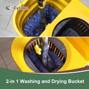 Eyliden Collapsible Mop Bucket with Wringer and Wheels, Yellow, for Home and Industrial Use