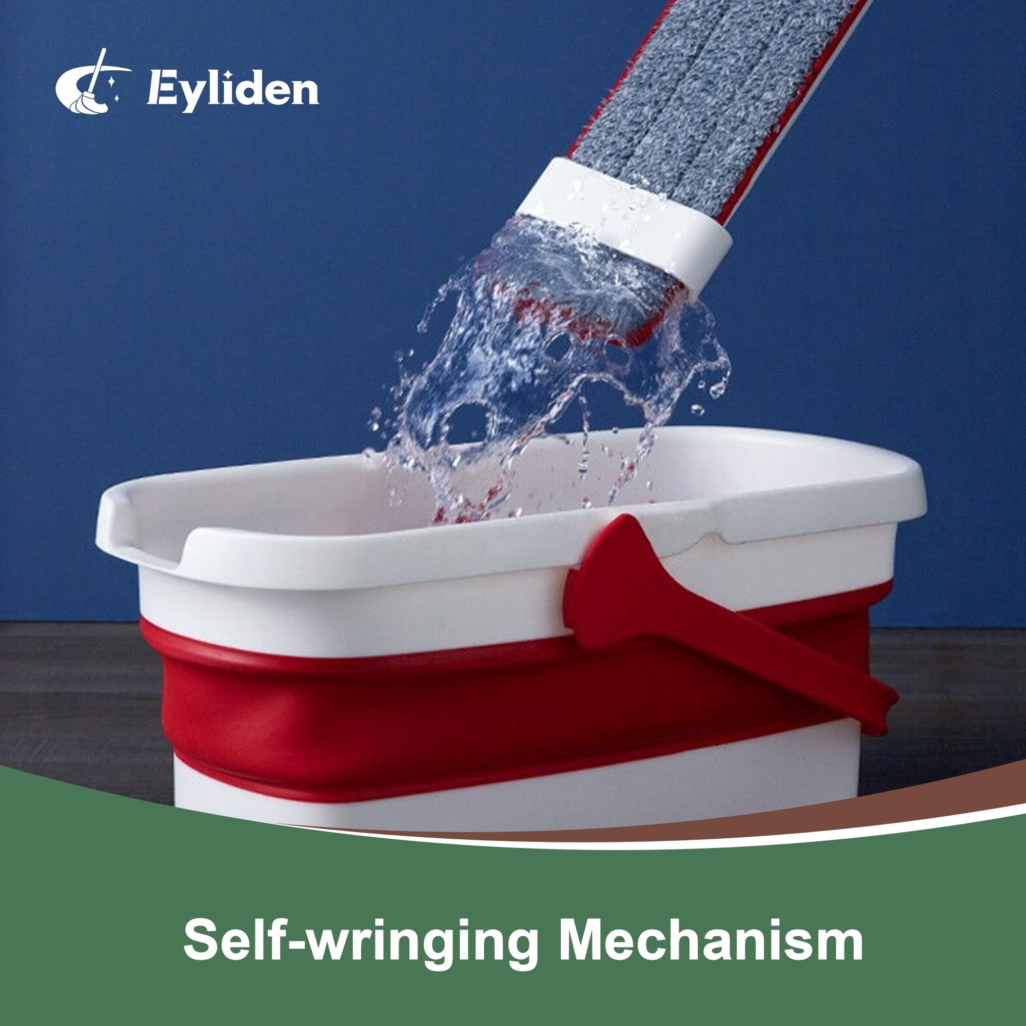 Eyliden Dust Mop with Collapsible Bucket Set for Cleaning Kitchen,Bathroom,1 Washable Microfiber Pad