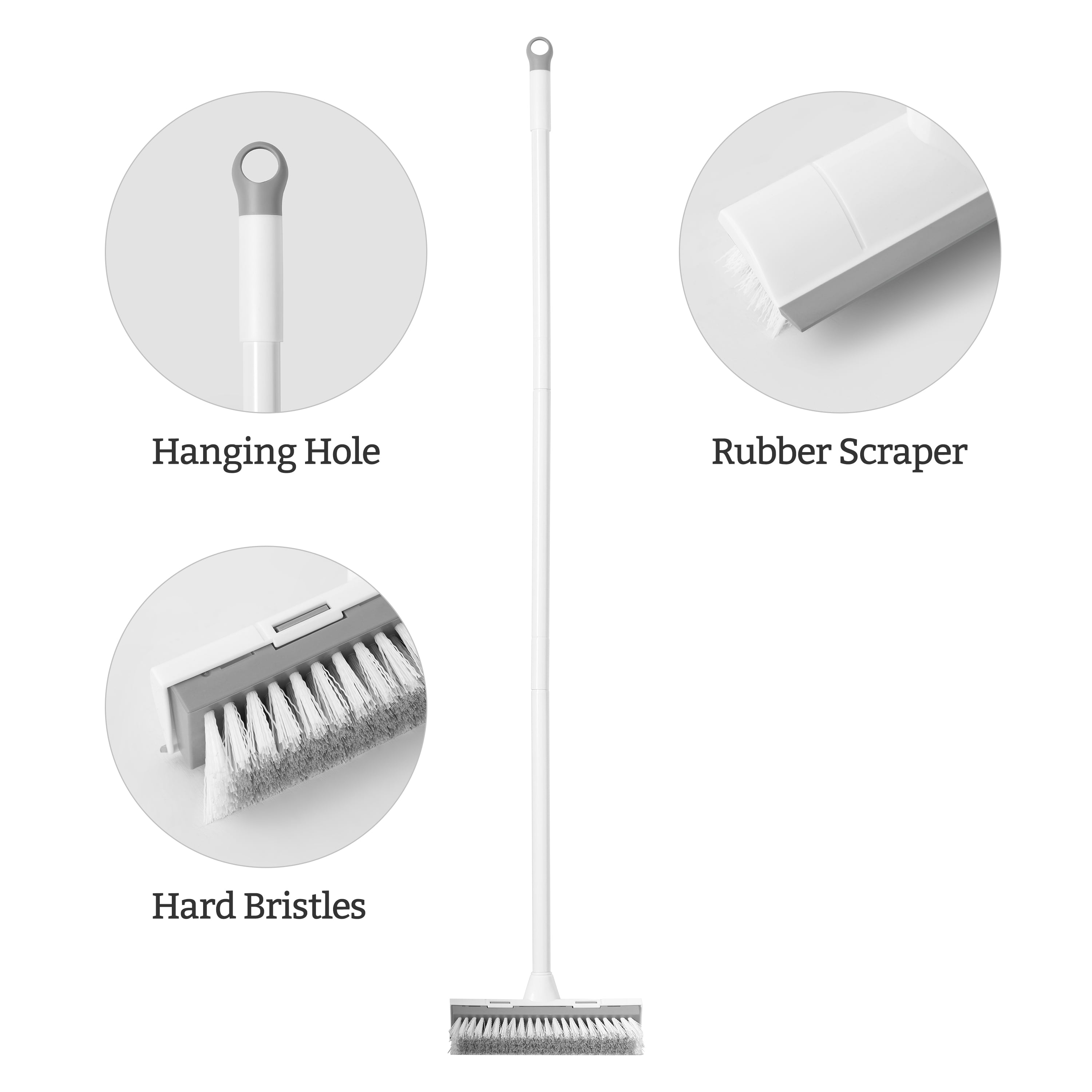 Eyliden Floor Scrub Brush with Long Handle, 2 in 1 Scrape Brush Stiff Bristle Shower Scrubber for Cleaning Patio Bathroom Garage Kitchen Wall Deck Tub Tile