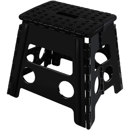 Eyliden Folding Non-Slip Footstool, 13 Inch, Sturdy and Safe Up to 300 Lb, Black