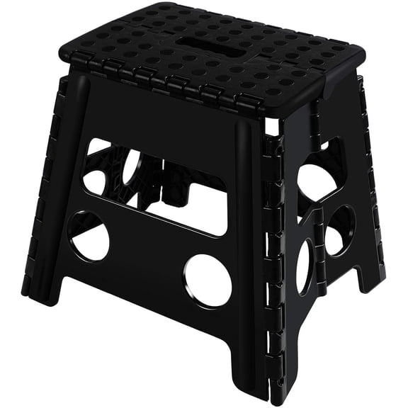 Eyliden Folding Non-Slip Footstool, 13 Inch, Sturdy and Safe Up to 300 Lb, Black