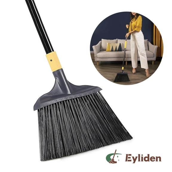 Eyliden Heavy-Duty Angle Broom Outdoor Household Perfect for Courtyard Garage Lobby Mall Market Floor Kitchen Room Office Pet Hair Rubbish 54in Long Brooms