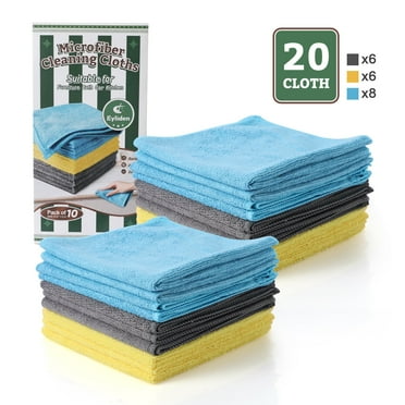 Eyliden Microfiber Cleaning Cloths Pads, 2 Pack of 10 Multicolor, Cleaning Towels, Reuseable, Size:12.6" x 12.6", 20 Count