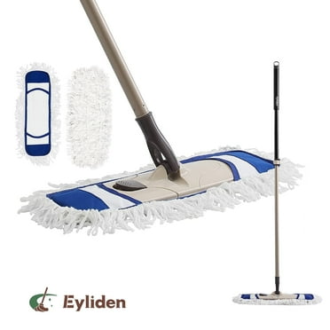 Eyliden Microfiber Dust Mop for Floor Cleaning Wet & Dry Use, Total 2 Mop Pads, Adjustable Handle 52.6”, Blue