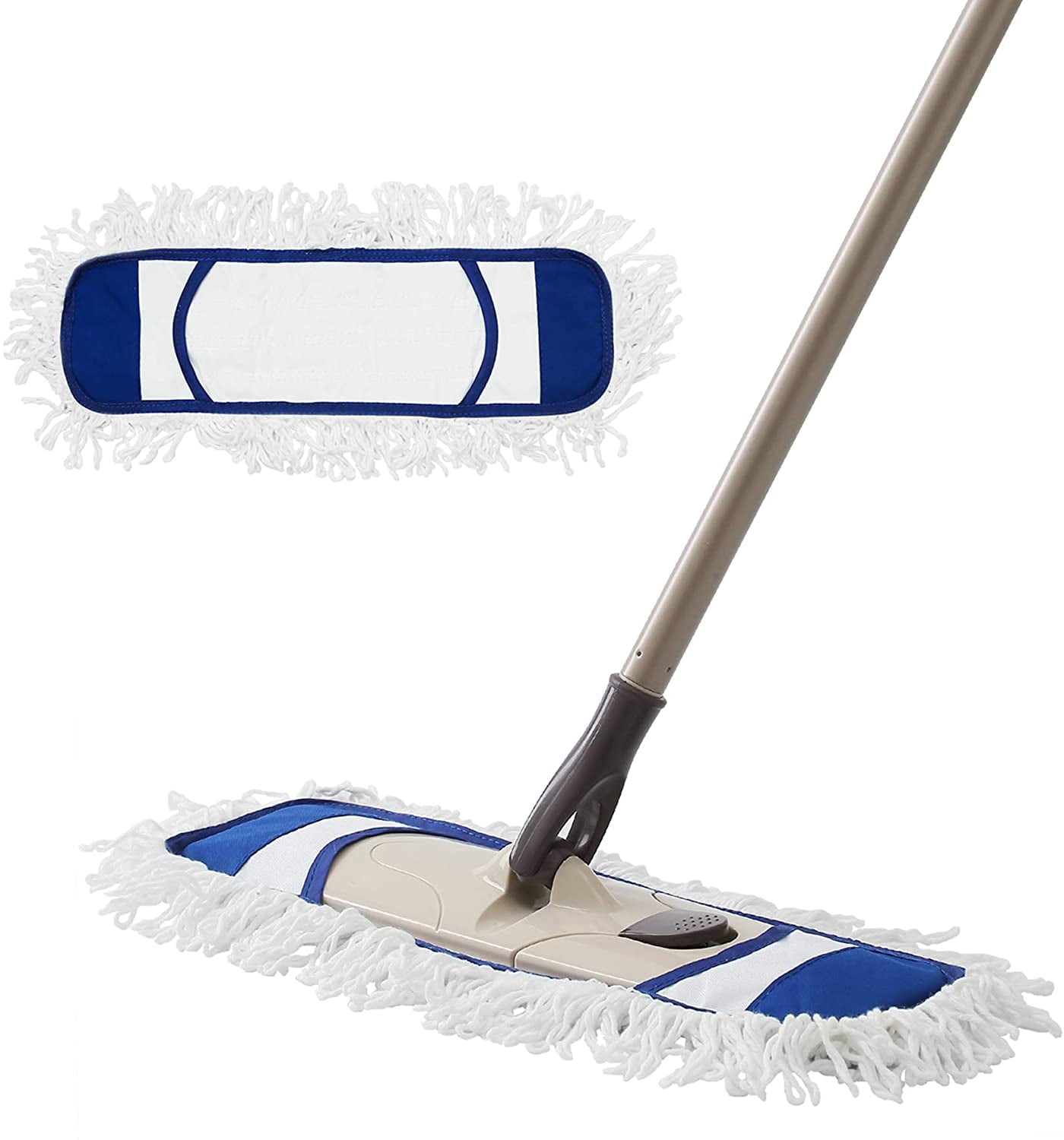 Eyliden Microfiber Dust Mop with Adjustable Handle with 2 Mop Pads in Total for Floor Cleaning Wet Dry Use Blue Walmart Business Supplies