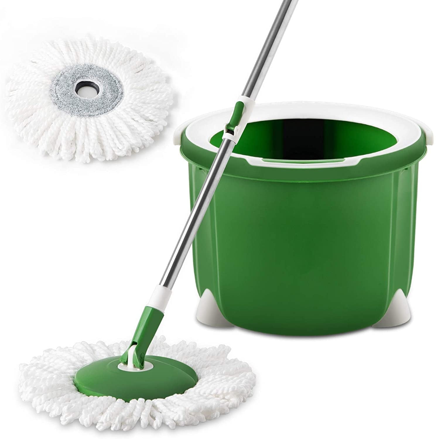 Eyliden Microfiber Spin Mop System with 2 Pads for Dry, Dust Floor ...