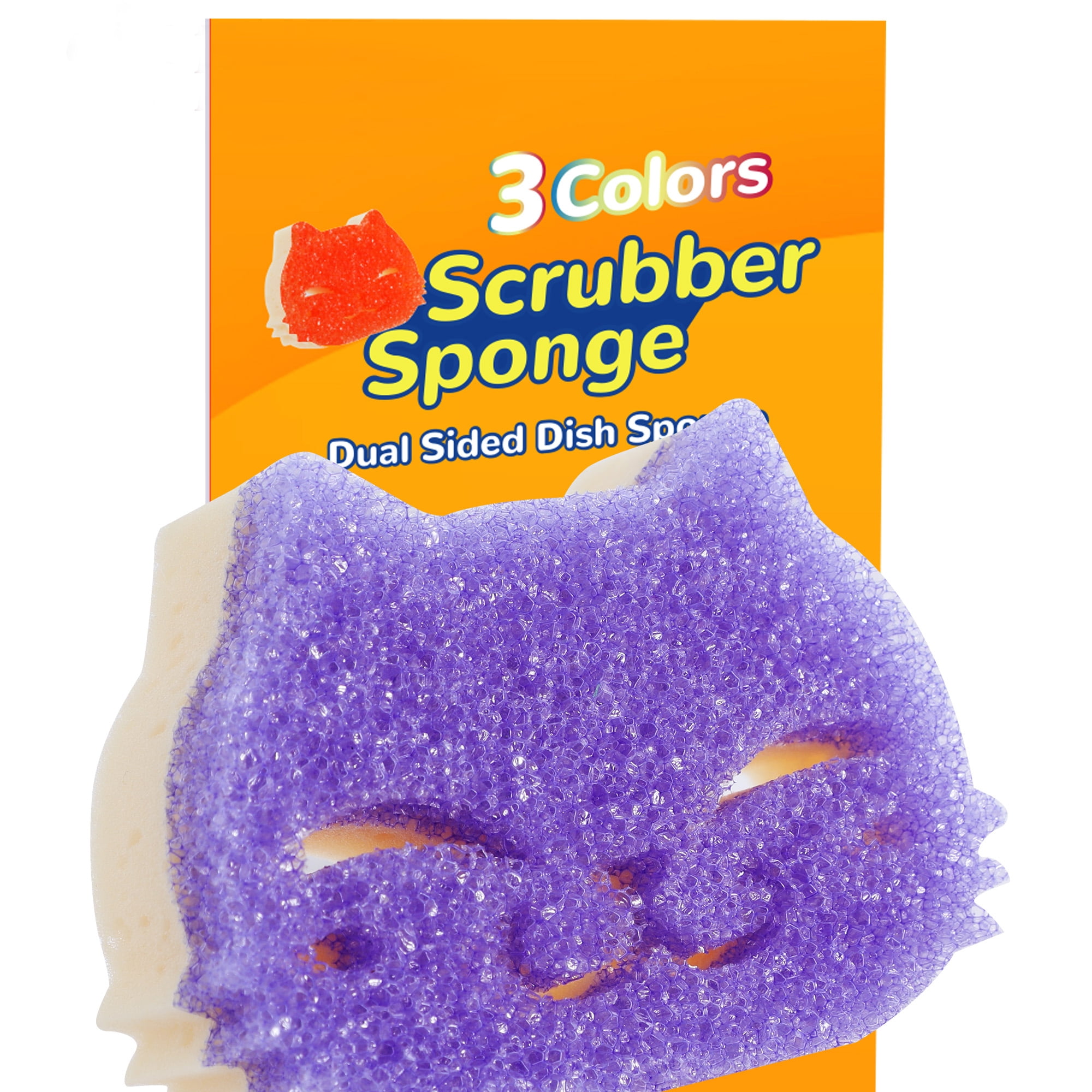 Eyliden Smiley Scrubber Sponge for Kitchen Dish Cleaning, Temperature ...
