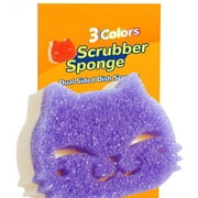 Eyliden Smiley Scrubber Sponge for Kitchen Dish Cleaning, Temperature-Transformed Dual-sided, 18 Count