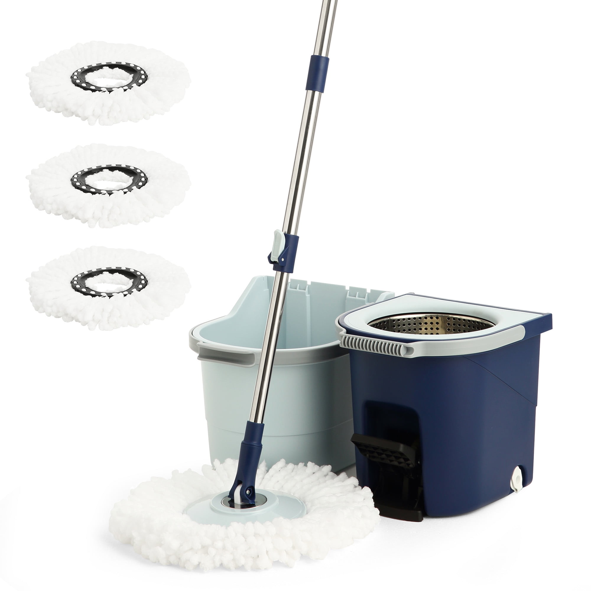 Eyliden Spin Mop and Bucket Set with Foot Pedal Wringer and 3 Pads for Hardwood & Tile Floors