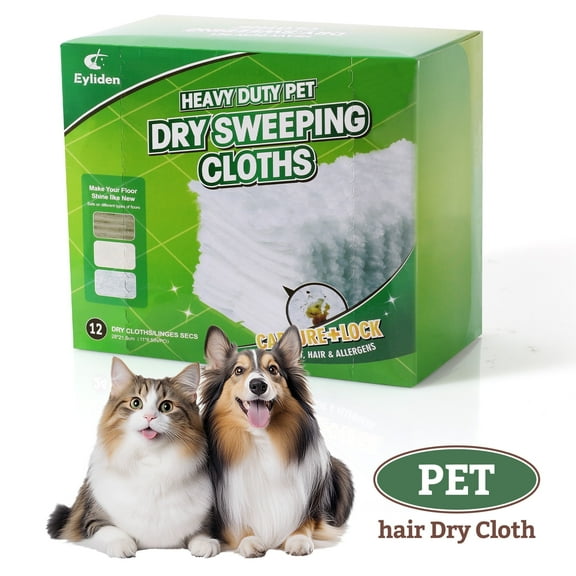 Eyliden Sweeper Dry Mop Cloths Compatible with Sweeper Dust Mop, Heavy Duty Pet Hair Mop Pads, 12 Count