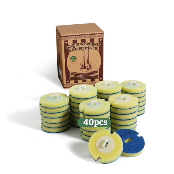 Eyliden Toilet Bowl Scrubber Cleaner Refill Pads for Bathroom Tank, Disposal, 40pcs, Yellow