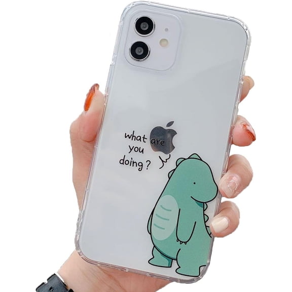 Eylisa Cute Couples Dinosaur Clear Soft Case Designed for iPhone (Male, for iPhone 11 Pro)