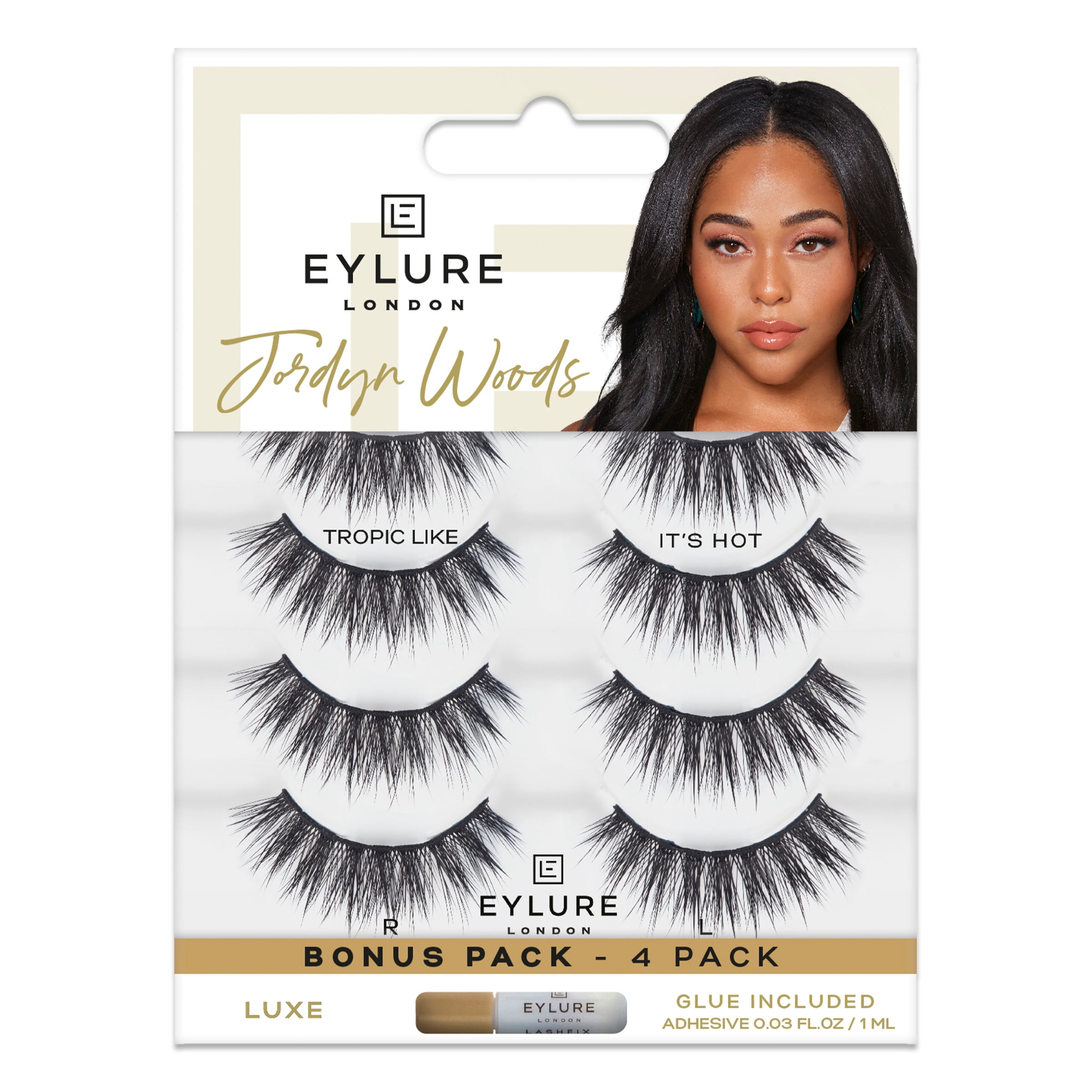 Eylure x Jordyn Woods False Eyelashes, Luxe Lashes, Tropic Like It's Hot - 4 Pair