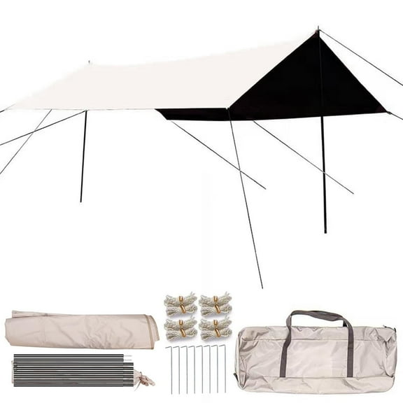 Eyotto 13ft*10ft Camping Tent Tarp, Vinyl Canopy Fly Tent, Portable Camping Tarp with Storage Bag, Waterproof Tarp, White