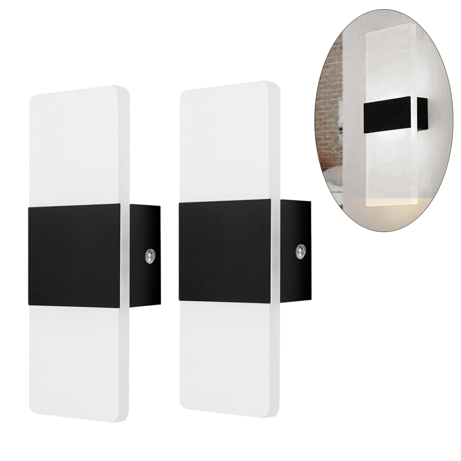 Eyotto 2 Packs LED Wall Light Indoor Wall Mounted Light Sconces Acrylic