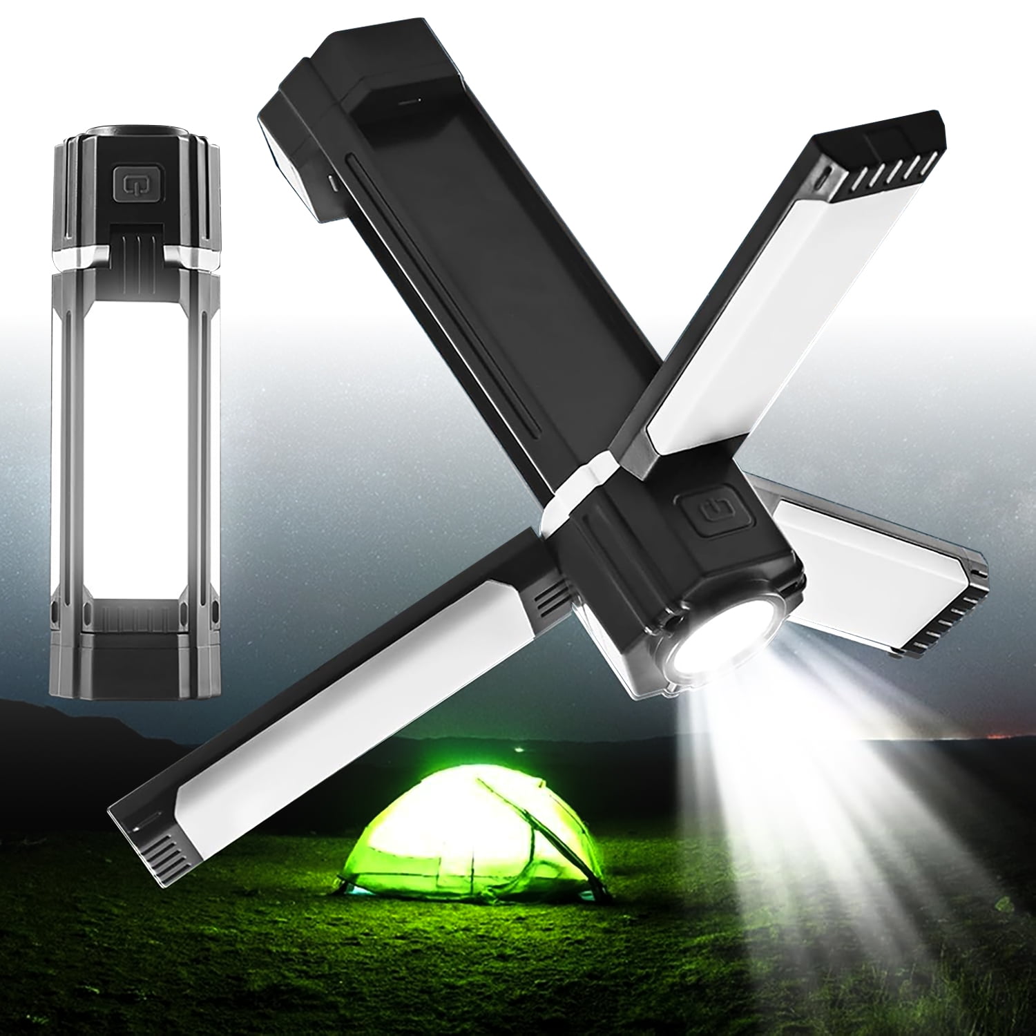 Eyotto 3 in 1 Foldable Camping Light, 3000mAh Rechargeable LED Camping Lantern Searchlight, Portable Flashlight for Outdoor Camping Hiking Fishing Climbing Emergency