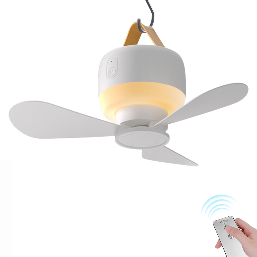 Eyotto Camping Fan Light with Hook, 3600mAh Rechargeable 3 Blades Camping Fan Lantern, Portable Fan with 3 Modes Outdoor Camping Light for Tent Camping Hiking Picnic Hiking Fishing
