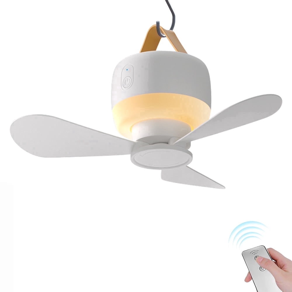 Eyotto Camping Fan Light with Hook, 3600mAh Rechargeable 3 Blades Camping Fan Lantern, Portable Fan with 3 Modes Outdoor Camping Light for Tent Camping Hiking Picnic Hiking Fishing