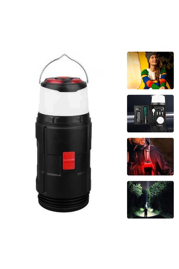 2 in 1 Camping Light with Tool Box, 4 Modes Outdoor Camping Lantern, Built-in Tool Box for Emergency for Camping Fishing Hiking Outdoor Activities