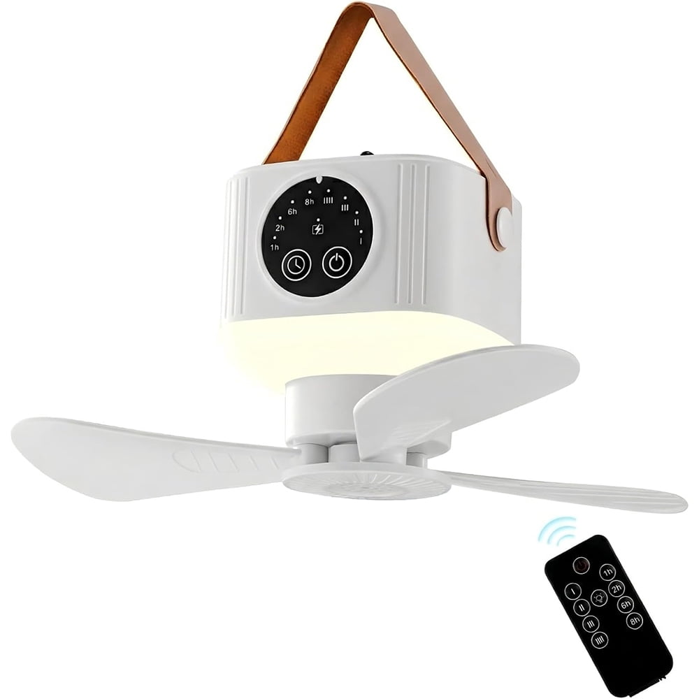 Eyotto Camping Fan Light, 7200mAh Rechargeable Camping Lantern with 3 Blades Fan, Portable Remote Tent Hanging Fan with Digital Display for Tent Camping Hiking Picnic Hiking Fishing