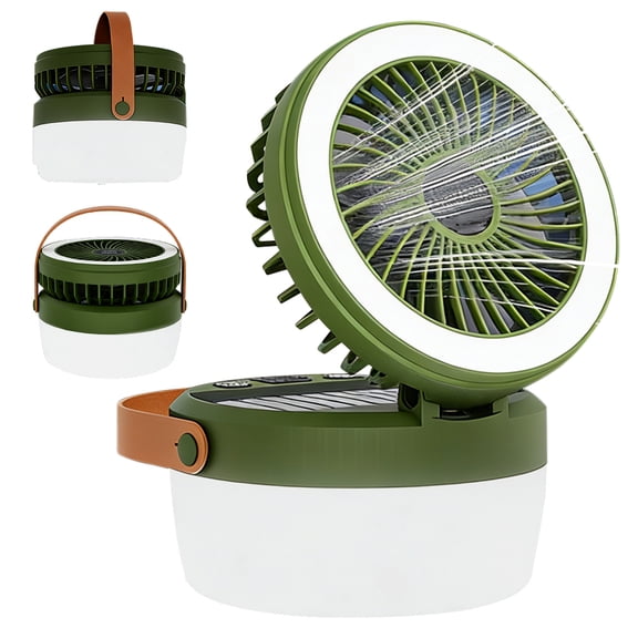 Eyotto Solar Camping Light with Fan, 3000mAh Rechargeable Solar Fan Light, Adjustable Solar Camping Lantern Fan with 3 Speeds for Outdoor Activities