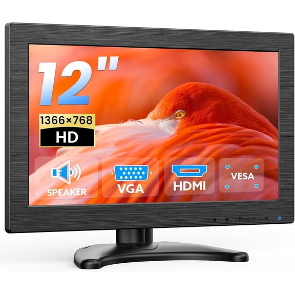 Eyoyo 12-inch Small Portable Monitor 1366x768 HD Mini LED Screen HDMI VGA Video Display for Computer PC Raspbery Pi