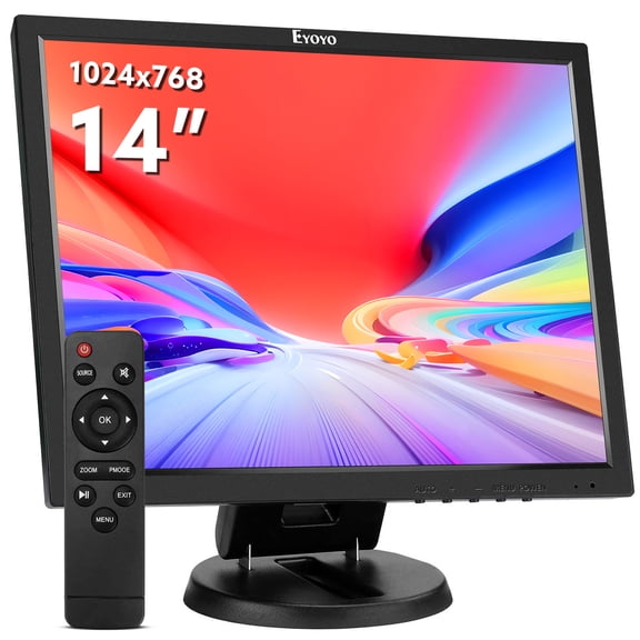 Eyoyo 14 Inch LCD HDMI Monitor ,Small VGA/AV/BNC CCTV Security Cameras Screen,1024x768 Portable PC Computer Gaming Display