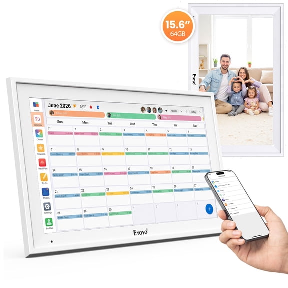 Eyoyo 15.6" Touchscreen 1080P 64GB WIFI Digital Calendar & Picture Frame , Wall Planner Family Command Center & Chore Chart , for Kids Routine, Seniors Memory