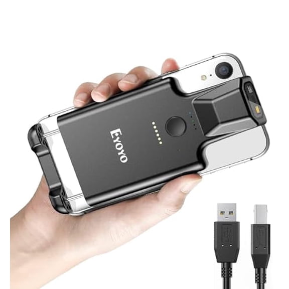 Eyoyo 1D 2D QR Code Barcode Scanner Bluetooth Wireless Phone Back Clip UPC ISBN Inventory Barcode Reader Compatible with iPhone, Android Phone,PC