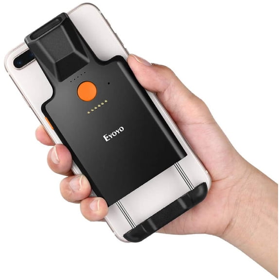 Eyoyo 1D Laser Back Clip Wireless Bluetooth Barcode Scanner,1600mAh,Fast Precise scanning,Compatible with Android,iOS for Warehouse Inventory Book Store Library