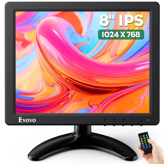 Eyoyo 8 Inch Small Monitor,HDMI/VGA/AV/BNC, 1024x768 4:3 IPS Mini CCTV Camera Computer PC Secondary Gaming Screen