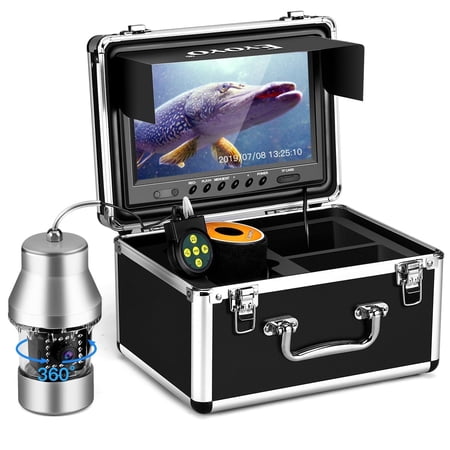 Eyoyo 9" Underwater Fishing Camera & Fish Finder – 360° Panning Camera, 1000TVL with 18 IR Lights, 30m Cable & DVR for Lake Sea Ice Boat Fishing