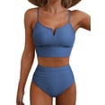 thumbnail image 1 of Eytino Bathing Suits for Women High Waisted Bikini Set V Wire Two Piece Swimsuits Swim Suits 2026 Tummy Control Ashleigh Blue M, 1 of 9