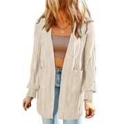 EYTINO Cardigan Sweaters for Women Sweater Chunky Cable Knit Open Front Cardigan Long Sleeve Oversized Sweater Coat Outwear with Pockets
