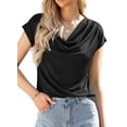 thumbnail image 1 of Eytino Cowl Neck Blouses for Women Dressy Casual Short Sleeve Spring Summer Tops Work Office Shirts, 1 of 9
